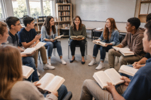 Students Engaged in Classical Education Dialogue