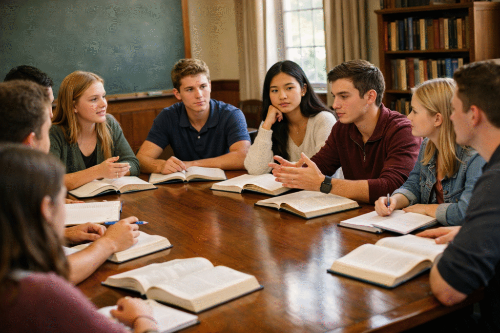 Students Engaged in Classical Classroom Dialogue