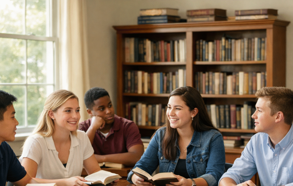 Students Engaged in Classical Education Discussion