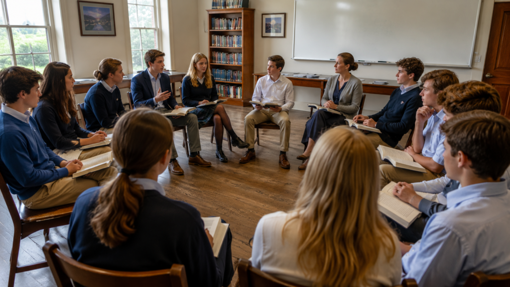 Students Engaged in Classical Classroom Dialogue