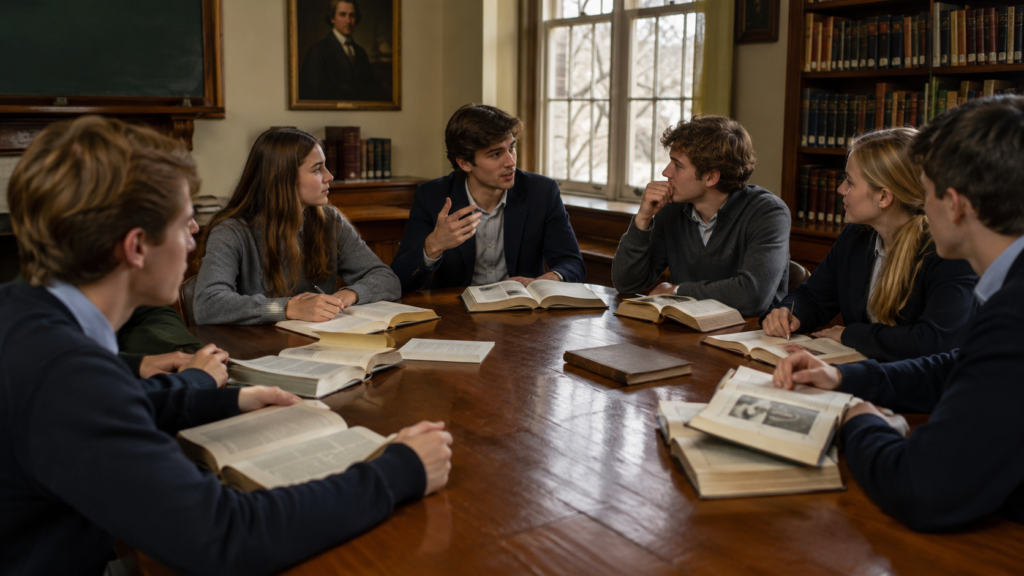 Students Studying Primary Sources in Seminar