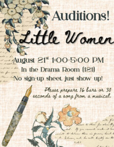 image of flyer for Little Women auditions, all details are included in the text in the post